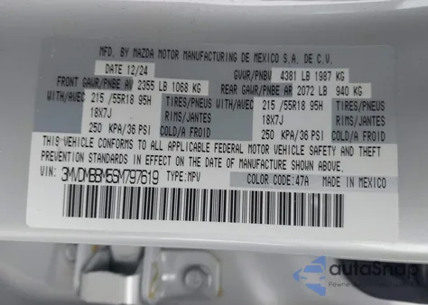 2025 Mazda Cx-30 2.5 S Select Sport из США, поврежденный, VIN 3MVDMBBM5SM797619